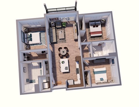 3 Bed 2 Bath Floor Plan Quartz at The Virginia, Texas